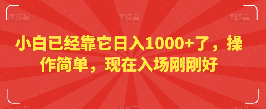 小白已经靠它日入1000+了，操作简单，现在入场刚刚好【揭秘】-猫哥网资源库