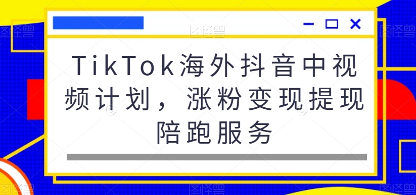 TikTok海外抖音中视频计划，涨粉变现提现陪跑服务-猫哥网资源库