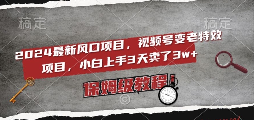2024最新风口项目，视频号变老特效项目，电脑小白上手3天卖了3w+，保姆级教程【揭秘】-猫哥网资源库
