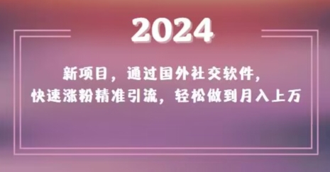 2024新项目，通过国外社交软件，快速涨粉精准引流，轻松做到月入上万【揭秘】-猫哥网资源库