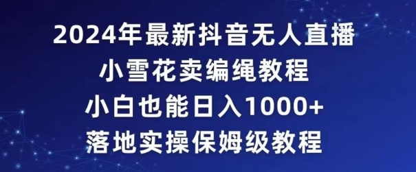2024年抖音最新无人直播小雪花卖编绳项目，小白也能日入1000+落地实操保姆级教程【揭秘】-猫哥网资源库