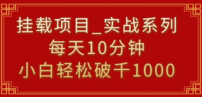 挂载项目，小白轻松破1000，每天10分钟，实战系列保姆级教程【揭秘】-猫哥网资源库