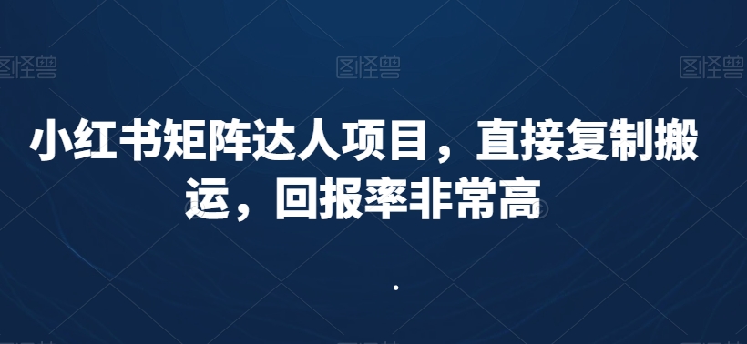 小红书矩阵达人项目，直接复制搬运，回报率非常高-猫哥网资源库
