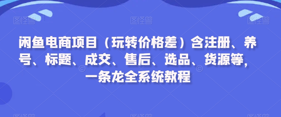 闲鱼电商项目（玩转价格差）含注册、养号、标题、成交、售后、选品、货源等，一条龙全系统教程-猫哥网资源库