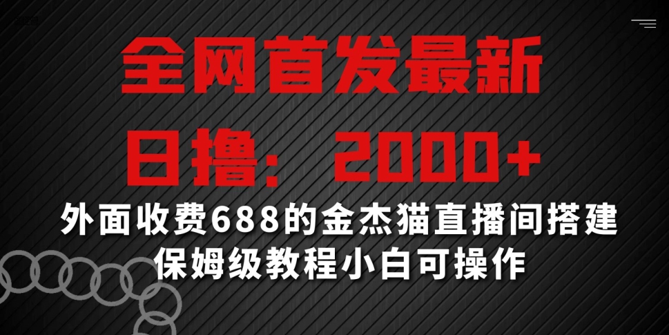 全网首发最新，日撸2000+，外面收费688的金杰猫直播间搭建，保姆级教程小白可操作【揭秘】-猫哥网资源库
