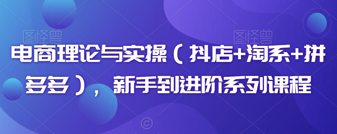 电商理论与实操（抖店+淘系+拼多多），新手到进阶系列课程-猫哥网资源库