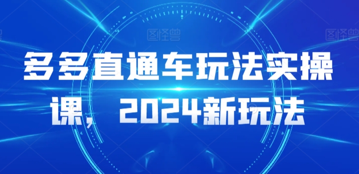 多多直通车玩法实操课，2024新玩法-猫哥网资源库