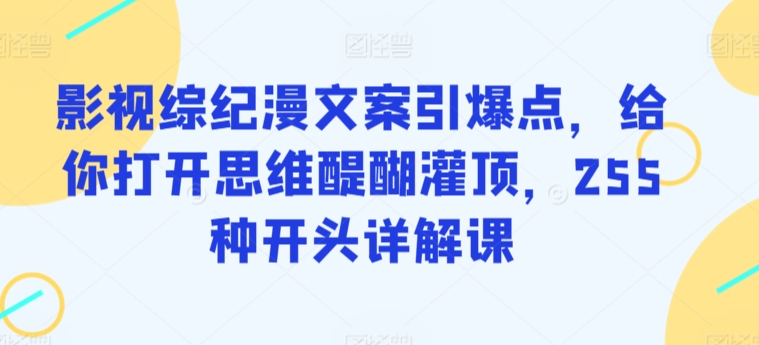 影视综纪漫文案引爆点，给你打开思维醍醐灌顶，255种开头详解课-猫哥网资源库