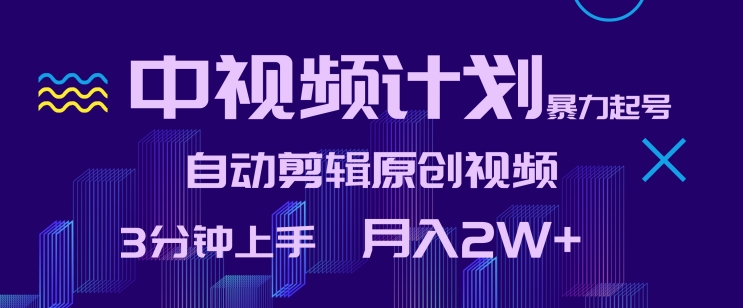 中视频计划暴力起号，自动剪辑原创视频，3分钟上手，月入2W+【揭秘】-猫哥网资源库