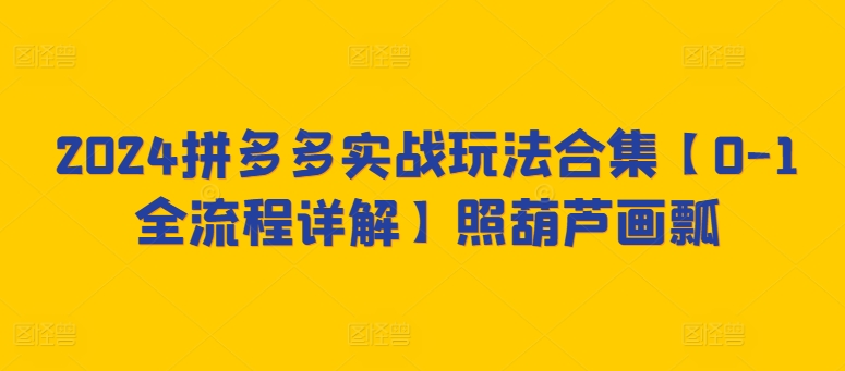 2024拼多多实战玩法合集【0-1全流程详解】照葫芦画瓢-猫哥网资源库