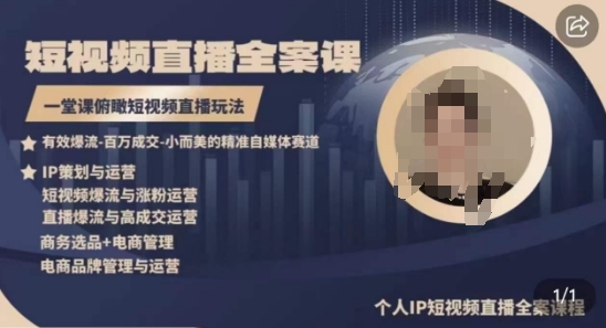 高品质IP短视频直播全案课程，一堂课俯瞰短视频直播玩法-猫哥网资源库