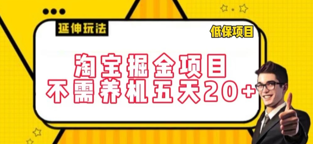 淘宝掘金项目，不需养机，五天20+，每天只需要花三四个小时【揭秘】-猫哥网资源库