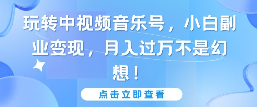 玩转中视频音乐号，小白副业变现，月入过万不是幻想【揭秘】-猫哥网资源库