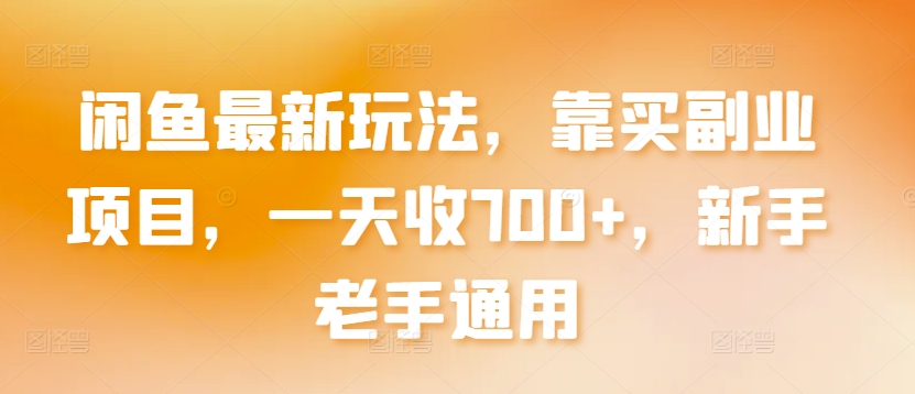 闲鱼最新玩法，靠买副业项目，一天收700+，新手老手通用【揭秘】-猫哥网资源库
