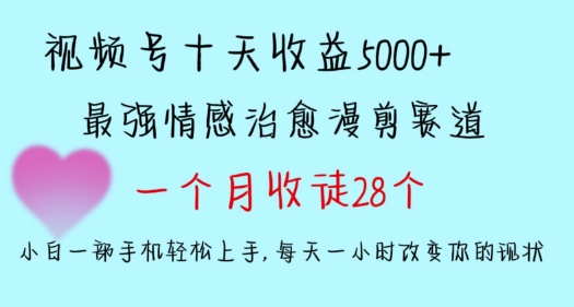 十天收益5000+，多平台捞金，视频号情感治愈漫剪，一个月收徒28个，小白一部手机轻松上手【揭秘】-猫哥网资源库