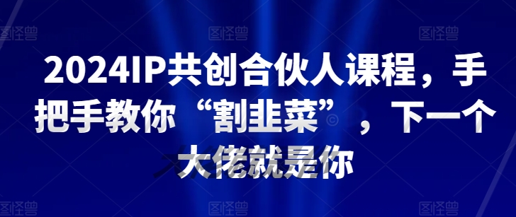 2024IP共创合伙人课程，手把手教你“割韭菜”，下一个大佬就是你-猫哥网资源库