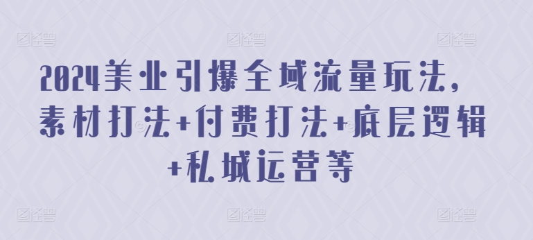 2024美业引爆全域流量玩法，素材打法 付费打法 底层逻辑 私城运营等-猫哥网资源库