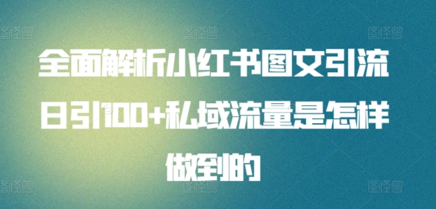 全面解析小红书图文引流日引100+私域流量是怎样做到的【揭秘】-猫哥网资源库