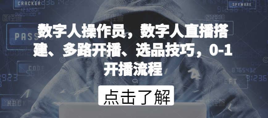 数字人操作员，数字人直播搭建、多路开播、选品技巧，0-1开播流程-猫哥网资源库