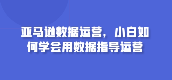 亚马逊数据运营，小白如何学会用数据指导运营-猫哥网资源库