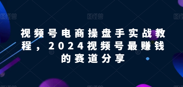 视频号电商实战教程，2024视频号最赚钱的赛道分享-猫哥网资源库