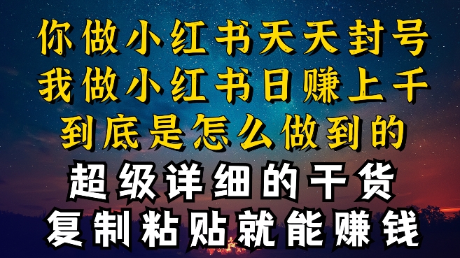 都知道小红书能引流私域变现，可为什么我能一天引流几十人变现上千，但你却频频封号违规被限流【揭秘】-猫哥网资源库