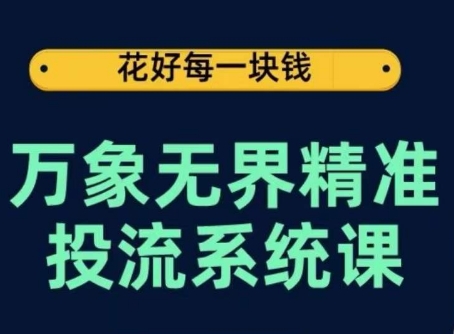 万象无界精准投流系统课，从关键词到推荐，从万象台到达摩盘，从底层原理到实操步骤-猫哥网资源库