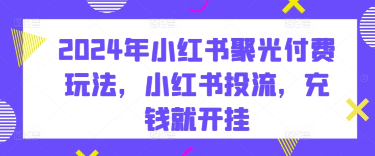 2024年小红书聚光付费玩法，小红书投流，充钱就开挂-猫哥网资源库