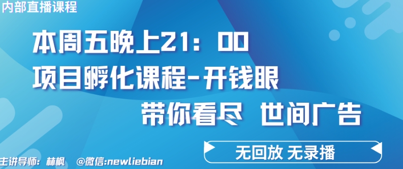 4.26日内部回放课程《项目孵化-开钱眼》赚钱的底层逻辑【揭秘】-猫哥网资源库