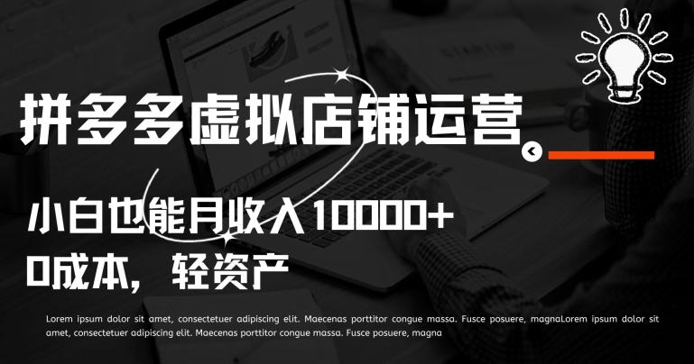 拼多多虚拟店铺运营小白也能月收入10000+【揭秘】-猫哥网资源库
