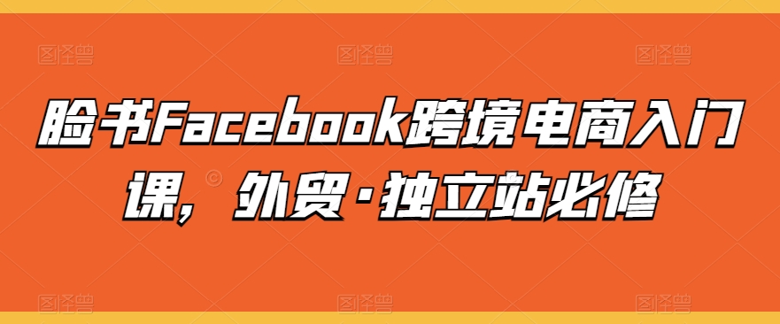 脸书Facebook跨境电商入门课，外贸·独立站必修-猫哥网资源库