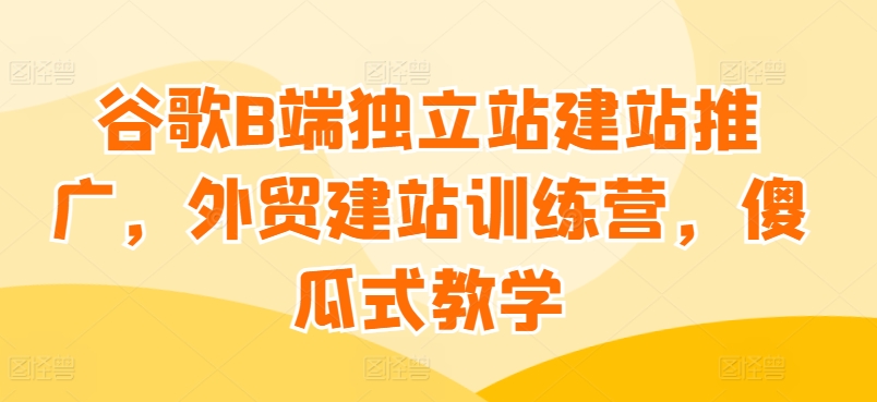 谷歌B端独立站建站推广，外贸建站训练营，傻瓜式教学-猫哥网资源库
