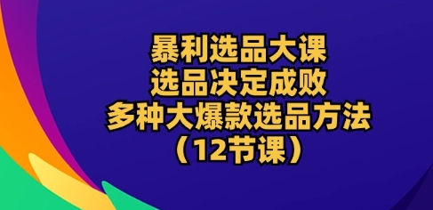 暴利选品大课：选品决定成败，教你多种大爆款选品方法(12节课)-猫哥网资源库