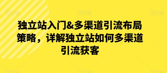 独立站入门&多渠道引流布局策略，详解独立站如何多渠道引流获客-猫哥网资源库