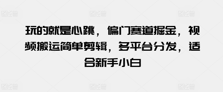 玩的就是心跳，偏门赛道掘金，视频搬运简单剪辑，多平台分发，适合新手小白【揭秘】-猫哥网资源库