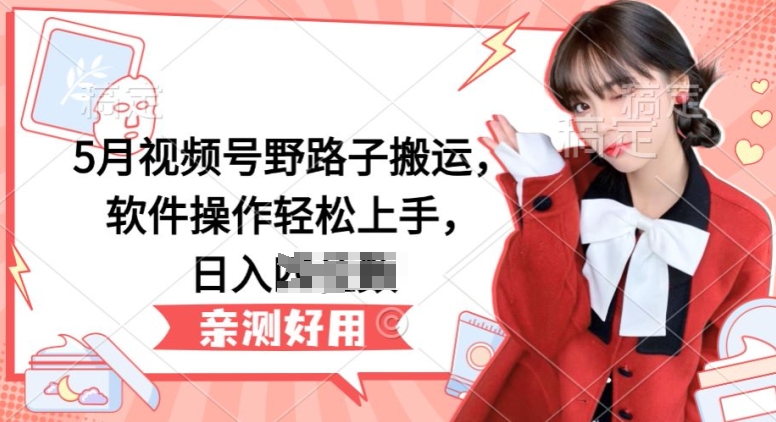 5月视频号野路子搬运，软件操作轻松上手，日入三位数【揭秘】-猫哥网资源库
