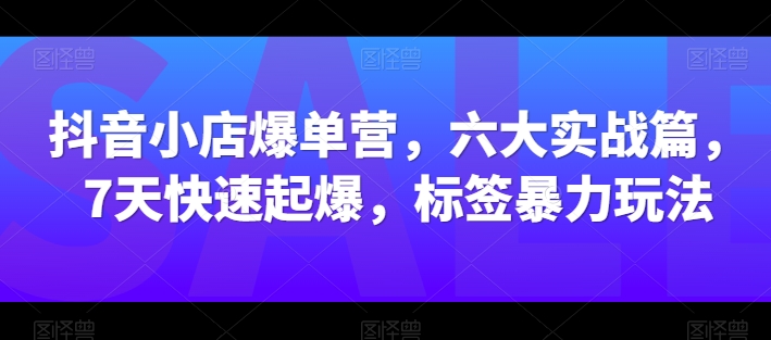 抖音小店爆单营，六大实战篇，7天快速起爆，标签暴力玩法-猫哥网资源库