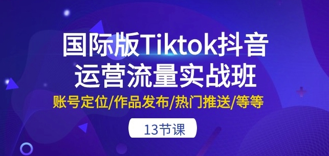 国际版Tiktok抖音运营流量实战班：账号定位/作品发布/热门推送/等等-13节-猫哥网资源库