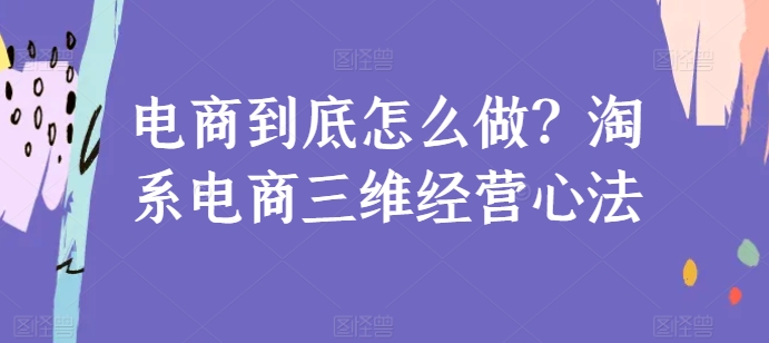 电商到底怎么做？淘系电商三维经营心法-猫哥网资源库