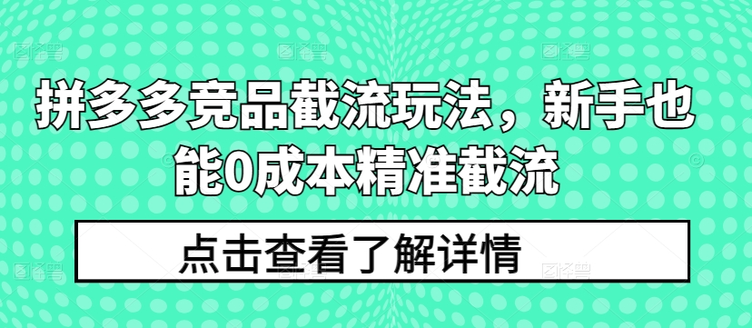 拼多多竞品截流玩法，新手也能0成本精准截流-猫哥网资源库