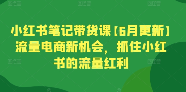 小红书笔记带货课【6月更新】流量电商新机会，抓住小红书的流量红利-猫哥网资源库