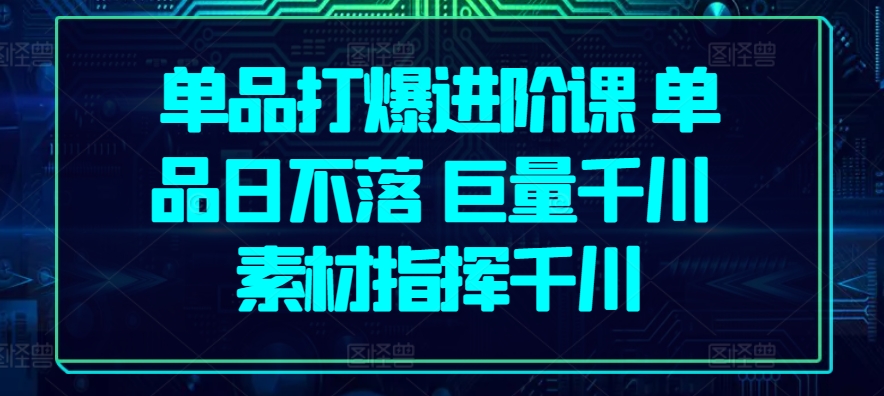 单品打爆进阶课 单品日不落 巨量千川 素材指挥千川-猫哥网资源库