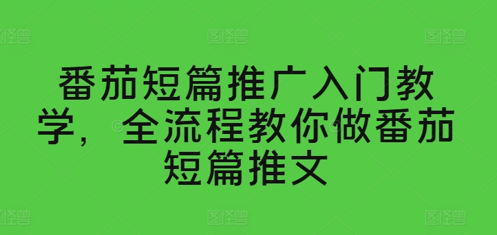 番茄短篇推广入门教学，全流程教你做番茄短篇推文-猫哥网资源库