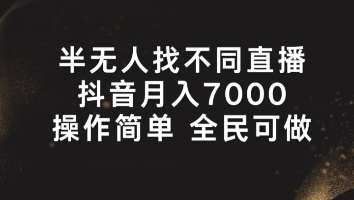 半无人找不同直播，月入7000+，操作简单 全民可做【揭秘】-猫哥网资源库