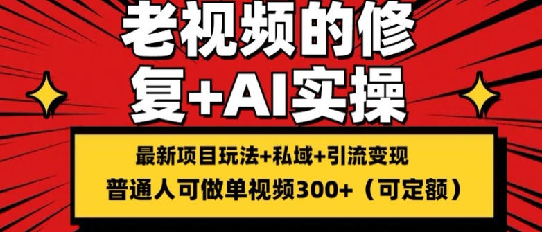 修复老视频的玩法，搬砖+引流的变现(可持久)，单条收益300+【揭秘】-猫哥网资源库