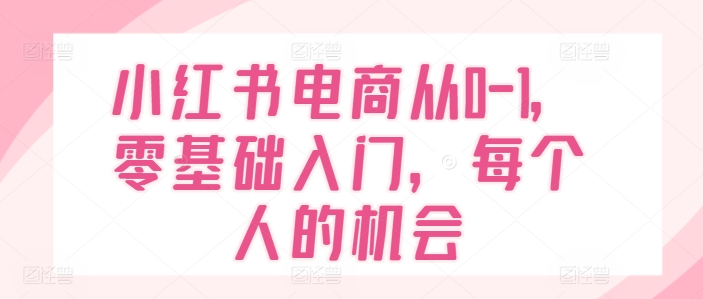 小红书电商从0-1，零基础入门，每个人的机会-猫哥网资源库