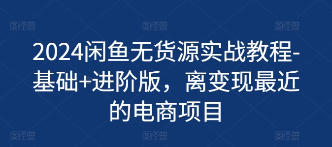 2024闲鱼无货源实战教程-基础+进阶版，离变现最近的电商项目-猫哥网资源库