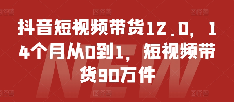 抖音短视频带货12.0，14个月从0到1，短视频带货90万件-猫哥网资源库