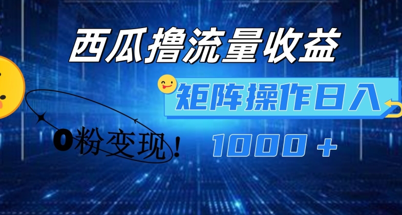西瓜视频撸流量，简单上手，0粉变现矩阵操作，日入1000+【揭秘】-猫哥网资源库