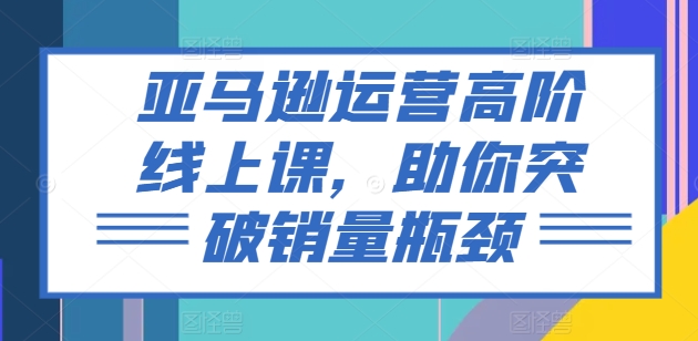 亚马逊运营高阶线上课，助你突破销量瓶颈-猫哥网资源库